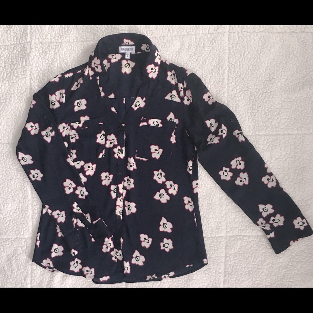 Blue Floral Express Portofino Long Sleeve Blouse